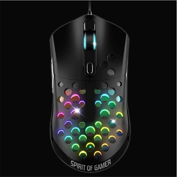 Spirit of gamer egér - elite-m80 (optikai, 4200dpi, 6 gomb, harisnyázott kábel, fekete)