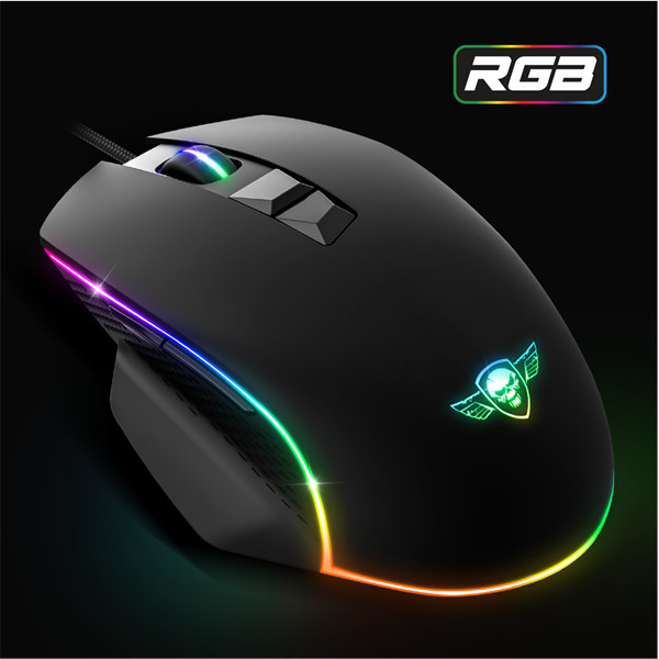 Spirit of gamer egér - pro-m1 (optikai, 8000dpi, 7 programozható gomb, harisnyázott kábel, fekete)