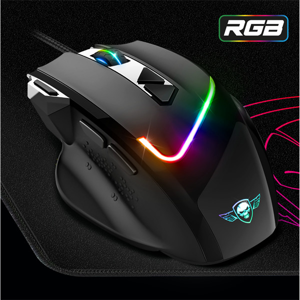 Spirit of gamer egér - pro-m3 rgb (optikai, 7200dpi, 8 gomb, harisnyázott kábel, fekete) + egérpad