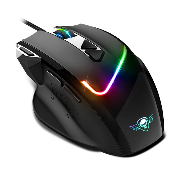 Spirit of gamer egér - pro-m3 rgb (optikai, 7200dpi, 8 gomb, harisnyázott kábel, fekete) + egérpad