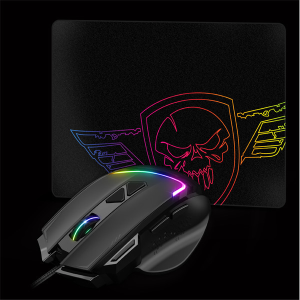 Spirit of gamer egér - pro-m3 rgb (optikai, 7200dpi, 8 gomb, harisnyázott kábel, fekete) + egérpad