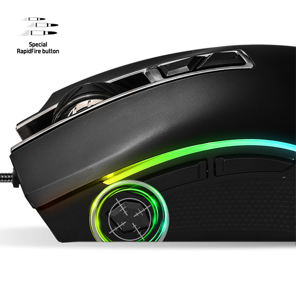 Spirit of gamer egér - pro-m6 rgb (4800dpi, 500hz, 8 programozható gomb, rgb led, 1,8 m harisnyázott kábel, fekete)