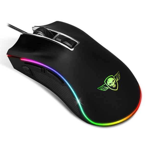 Spirit of gamer egér - pro-m6 rgb (4800dpi, 500hz, 8 programozható gomb, rgb led, 1,8 m harisnyázott kábel, fekete)