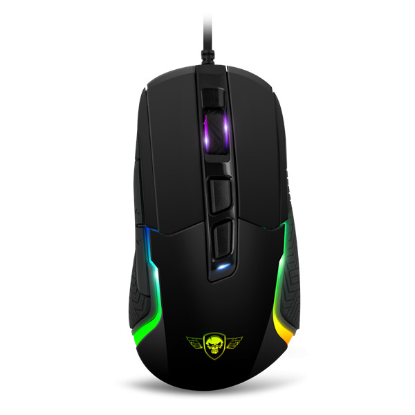 Spirit of gamer egér - pro-m7 (optikai, 4800dpi, 7 gomb, programozható rgb, harisnyázott kábel, fekete)