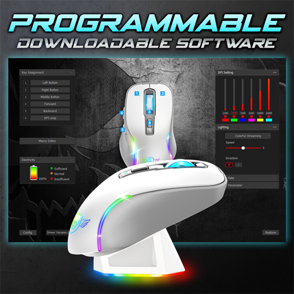 Spirit of gamer egér vezeték nélküli  - elite-m50 white (optikai, 8000dpi, 1000hz, 6 programozható gomb, rgb, fehér)