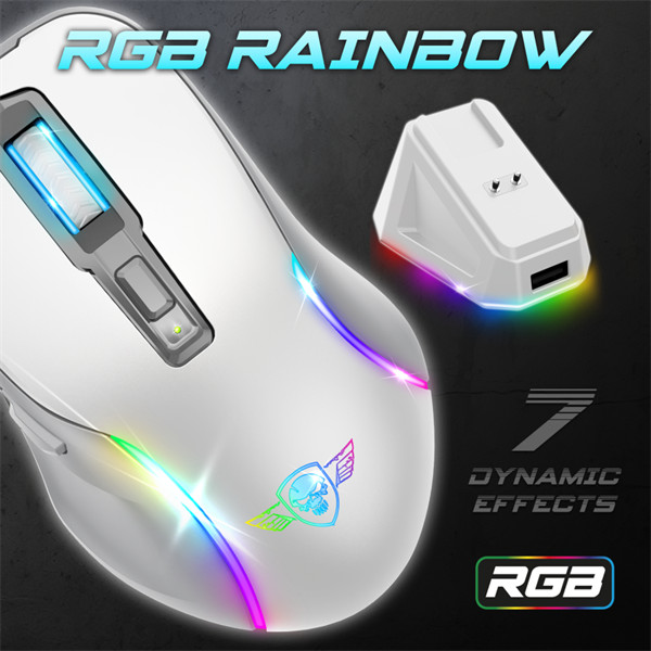 Spirit of gamer egér vezeték nélküli  - elite-m50 white (optikai, 8000dpi, 1000hz, 6 programozható gomb, rgb, fehér)
