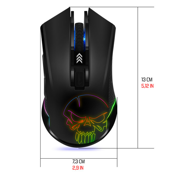 Spirit of gamer egér vezeték nélküli - elite-m20 wireless (4800dpi, 1000hz, 6 gomb, omron, harisnyázott kábel, fekete)