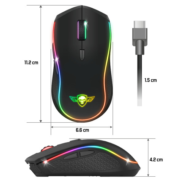 Spirit of gamer egér vezeték nélküli - pro-m9 (optikai, 4200dpi, 6 programozható gomb, max.: 10m, fekete)