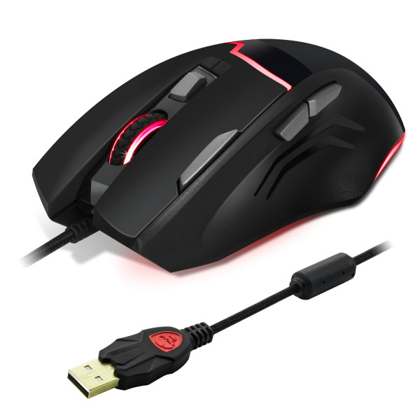 Spirit of gamer egér+egérpad - elite-m10 (ajándék egérpad; optikai, usb, 5000dpi, 8 gomb, harisnyázott kábel, fekete)