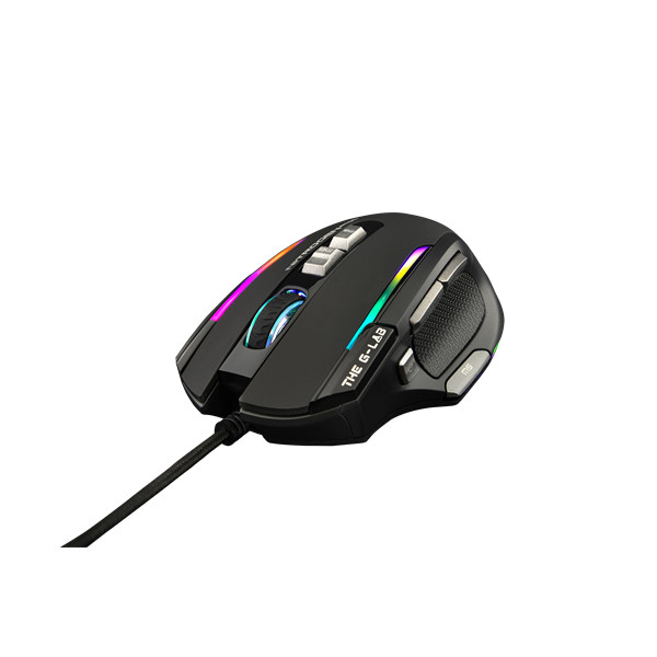 The g-lab gamer egér - kult nitro atom (4800 dpi, 9 gomb, makro, 1,8m kábel, rgb led, fekete)