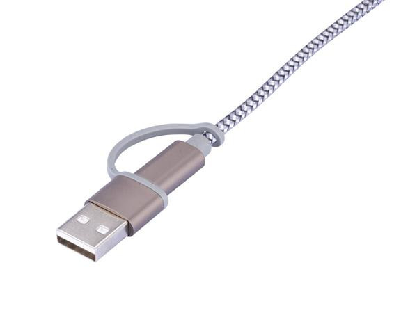 Töltőkábel 3 in 1, 1 m, TROIKA "Dreizack", szürke