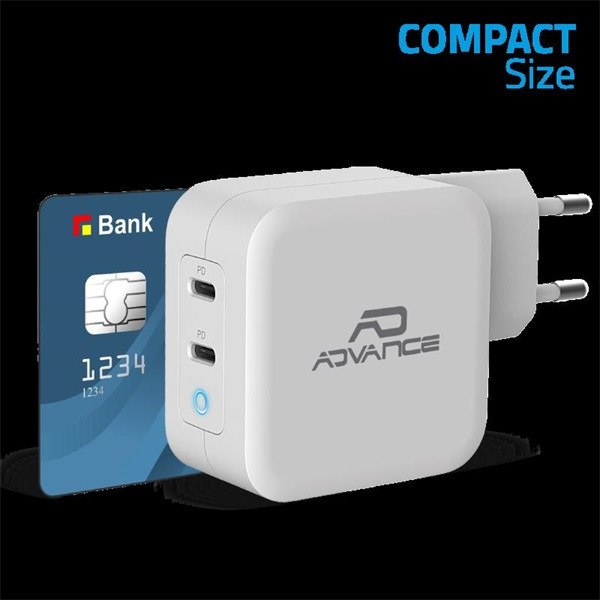 Advance telefon töltő adapter - powerflex turbo 100w (2xusb-c, 100w, fehér)