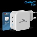 Advance telefon töltő adapter - powerflex turbo 100w (2xusb-c, 100w, fehér)