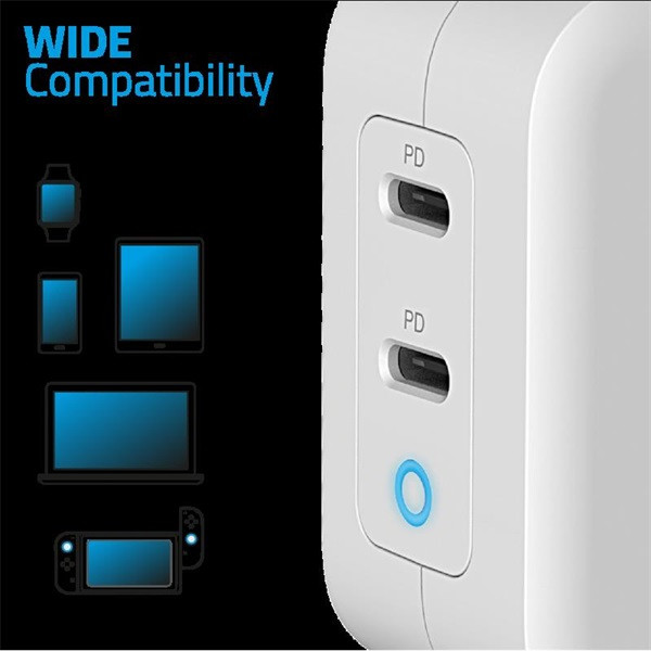 Advance telefon töltő adapter - powerflex turbo 100w (2xusb-c, 100w, fehér)