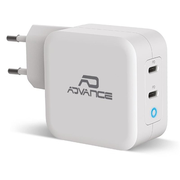 Advance telefon töltő adapter - powerflex turbo 100w (2xusb-c, 100w, fehér)