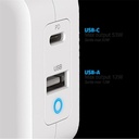 Advance telefon töltő adapter - powerflex turbo 65w (usb-c+usb-a, 65w, fehér)