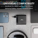 Bluestork hálózati töltő - pw-nb-65-c (usb-c, usb-a, 65w, 1.8m kábel, fekete)