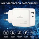 Bluestork telefon töltő - pw-nb-30-c-a/2 (usb-c, usb-a, 30w, fehér)