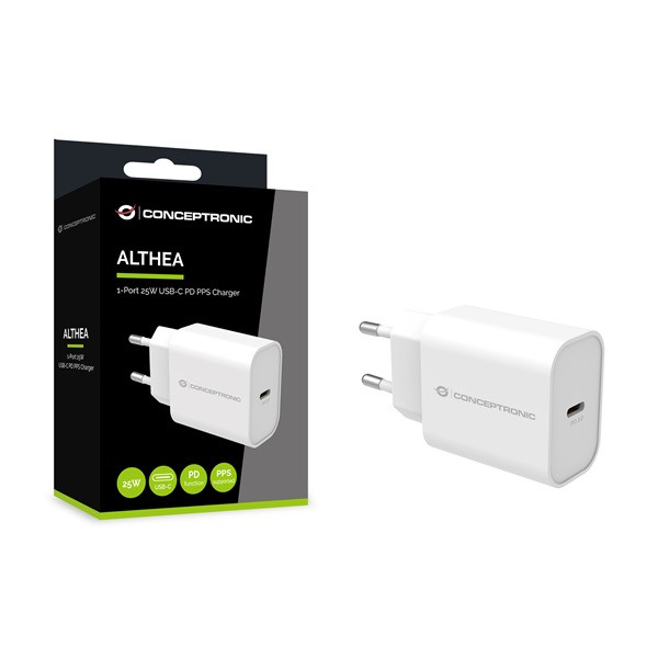 Conceptronic telefon töltő adapter - althea10w (usb-c, 25w, fehér)