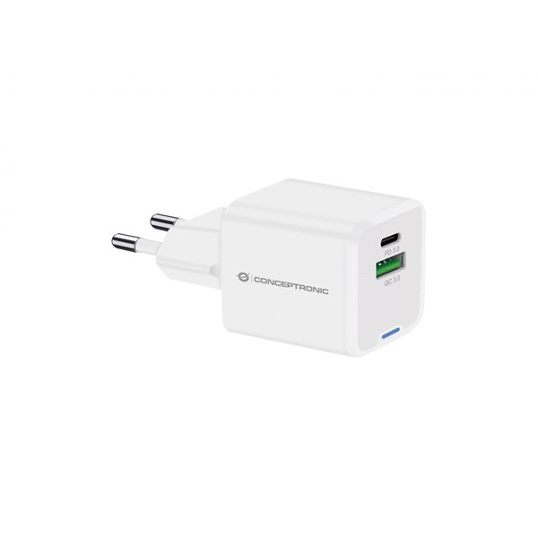 Conceptronic telefon töltő adapter - althea15w (usb-c+usb-a, 20w, fehér)
