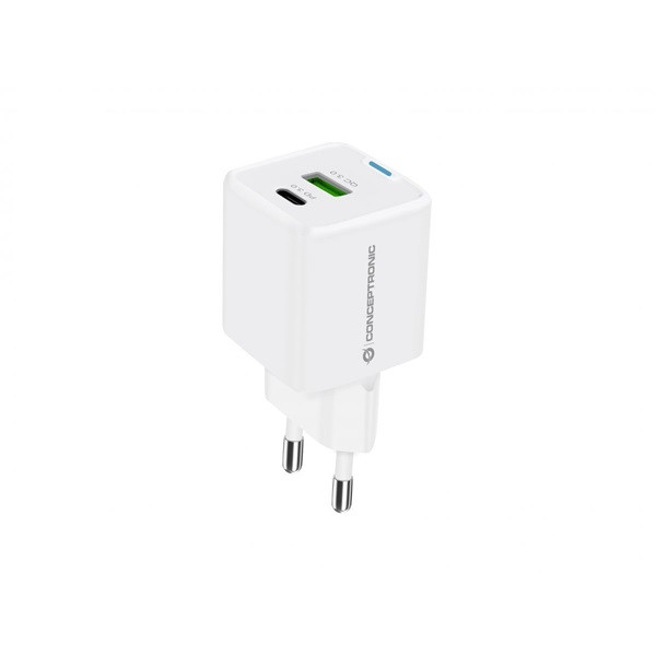Conceptronic telefon töltő adapter - althea15w (usb-c+usb-a, 20w, fehér)