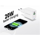 Conceptronic telefon töltő adapter - althea15w (usb-c+usb-a, 20w, fehér)