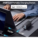 Conceptronic telefon töltő adapter - ozul06be (4x usb-c+2x usb-a, 200w, fekete)