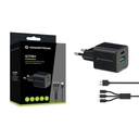 Conceptronic telefon töltő adapter+kábel - althea16b (usb-c+usb-a, 33w, 3in1 töltő kábel, fekete)