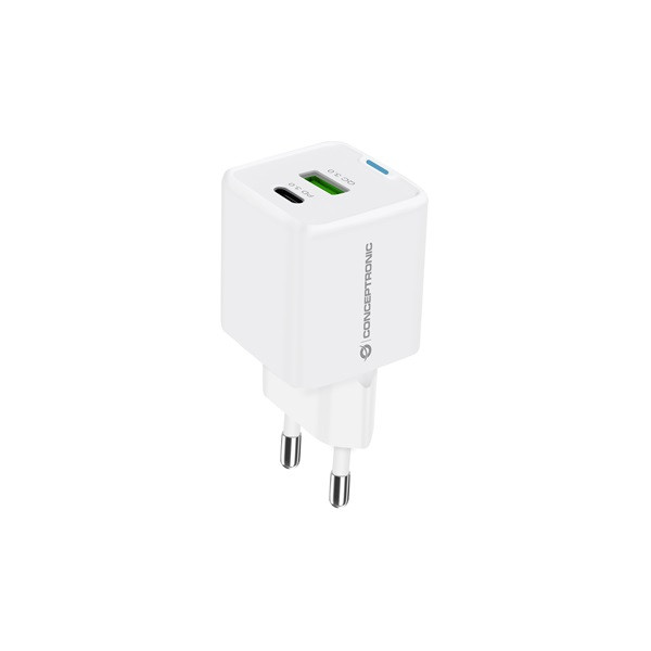 Conceptronic telefon töltő adapter+kábel - althea16w (usb-c+usb-a, 33w, 3in1 töltő kábel, fehér)