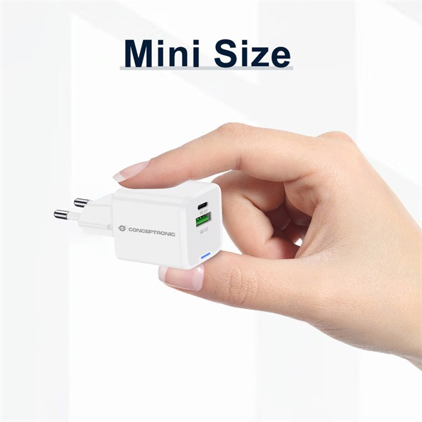 Conceptronic telefon töltő adapter+kábel - althea16w (usb-c+usb-a, 33w, 3in1 töltő kábel, fehér)