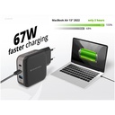 Conceptronic telefon töltő adapter+kábel - althea17b (2xusb-c+usb-a, 67w, usb-c töltő kábel, fekete)