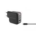 Conceptronic telefon töltő adapter+kábel - althea17b (2xusb-c+usb-a, 67w, usb-c töltő kábel, fekete)