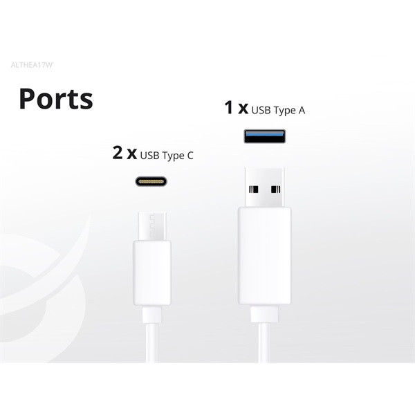 Conceptronic telefon töltő adapter+kábel - althea17w (2xusb-c+usb-a, 67w, usb-c töltő kábel, fehér)