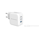 Conceptronic telefon töltő adapter+kábel - althea17w (2xusb-c+usb-a, 67w, usb-c töltő kábel, fehér)