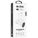 S-link autós töltő - sl-ec30t (2db usb, 5v/2.4a/3,4a, 17w, type-c, 100cm adat+töltőkábel, fehér)