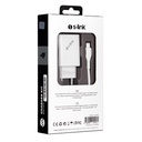 S-link hálózati töltő - sl-ec40l (1db usb, 5v/2.4a, 12w, gyorstöltés, lightning-usb 100cm adat+töltőkábel, fehér)