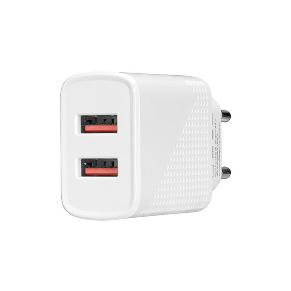S-link hálózati töltő - sl-ec50l (2db usb, 5v/3a, 12w, gyorstöltés, lightning, 100cm adat+töltőkábel, fehér)