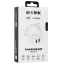 S-link hálózati töltő - sl-ec50l (2db usb, 5v/3a, 12w, gyorstöltés, lightning, 100cm adat+töltőkábel, fehér)