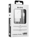 S-link hálózati töltő - sl-ec50l (2db usb, 5v/3a, 12w, gyorstöltés, lightning, 100cm adat+töltőkábel, fehér)