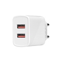 S-link hálózati töltő - sl-ec50t (2db usb, 5v/2.4a, 12w, gyorstöltés, usb type-c, 100cm adat+töltőkábel, fehér)