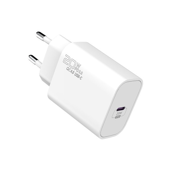 S-link hálózati töltő - sl-ec62pd (20w, qc4.0 gyorstöltés,type-c to lightning, 100cm adat+töltőkábel, fehér)