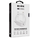 S-link hálózati töltő - sl-ec62pd (20w, qc4.0 gyorstöltés,type-c to lightning, 100cm adat+töltőkábel, fehér)