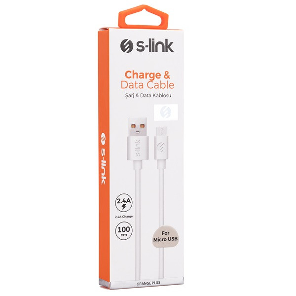 S-link kábel - and-kc19b (2.4a, micro usb, 100cm adat+töltőkábel, fehér)