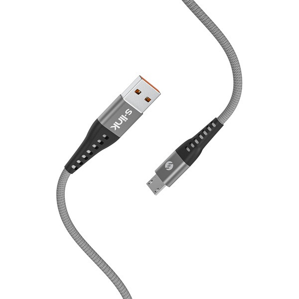 S-link kábel - sl-stm60m (3a, 12w, gyorstöltés, microusb, 100cm adat+töltőkábel, szürke)