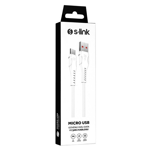 S-link kábel - sl-x241 (2.4a, 12w, gyorstöltés, micro usb, 100cm adat+töltőkábel, fekete)