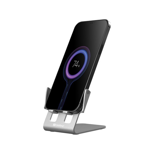 Sandberg telefon tartó/töltő - wireless charger stand 15w alu