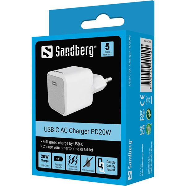 Sandberg telefon töltő - usb-c ac charger pd20w