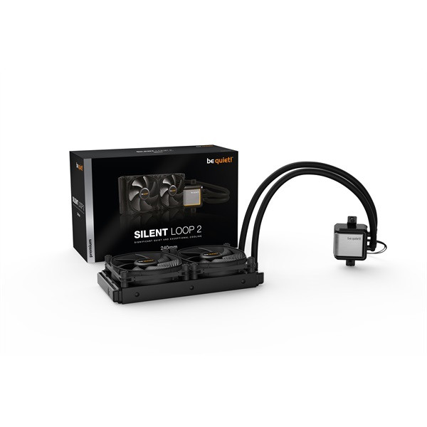 Be quiet! Cpu water cooler - silent loop 2 240mm (2x120mm, 2800rpm, csatlakozó: 3pin+3pin, cső hossza: 400mm)