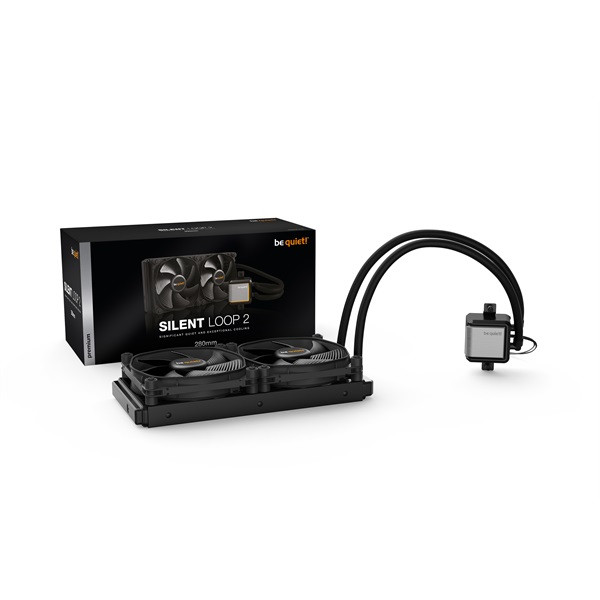 Be quiet! Cpu water cooler - silent loop 2 280mm (2x140mm, 2800rpm, csatlakozó: 3pin+3pin, cső hossza: 400mm)