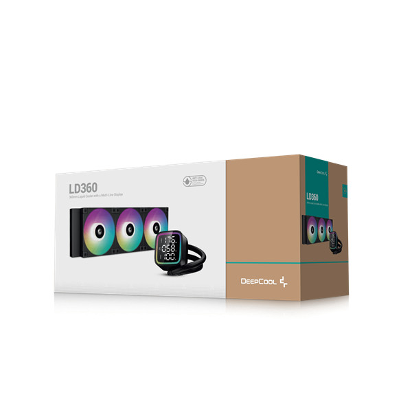 Deepcool cpu water cooler - ld360 (max 21db; max. 122,39 m3/h; 3x12cm, led kijelző, fekete)